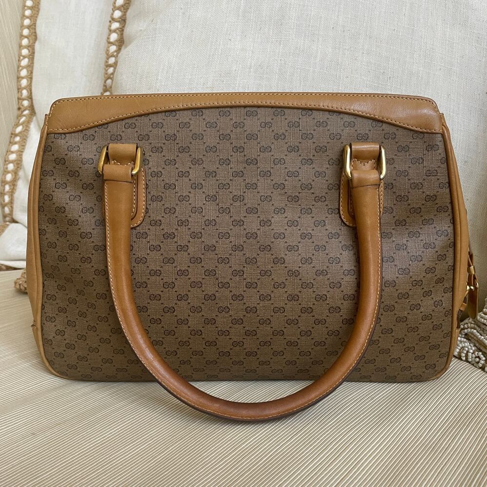 Gucci Vintage Micro GG Canvas Satchel | Web Stripe, Knight Charm Rare - Picture 10 of 16